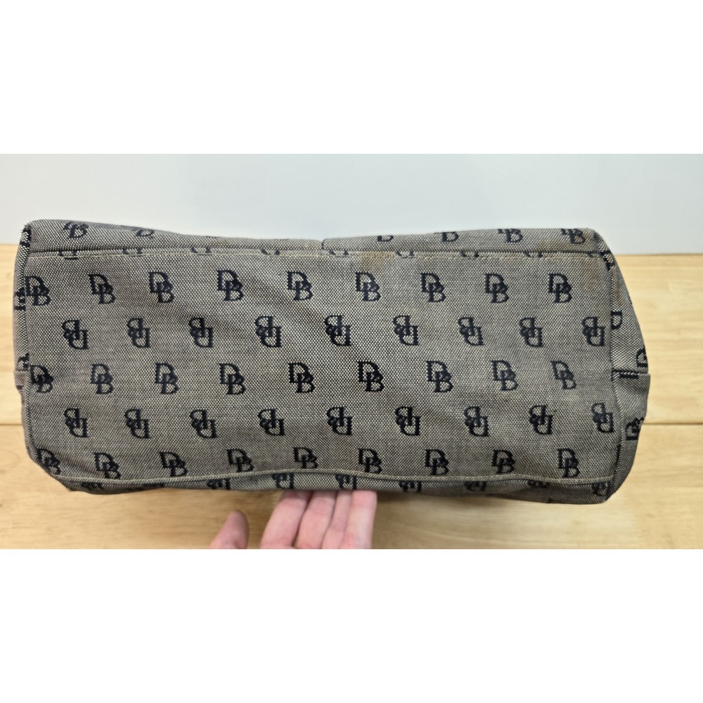 Vintage Dooney & Bourke  Signature Monogram Canvas Tote Bag Black/Grey,‎ Medium - Picture 11 of 16